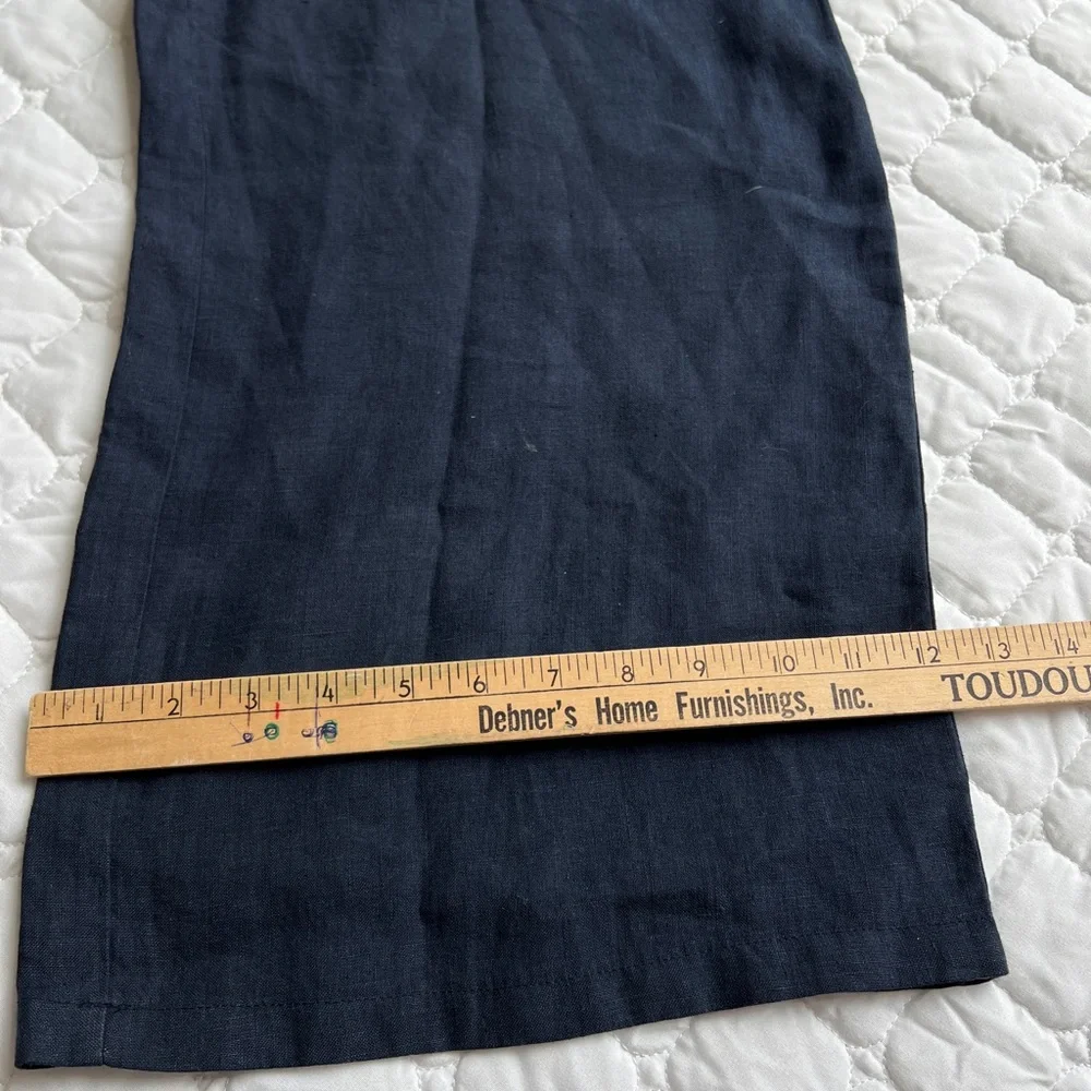 DOR Raw Small Luxury Linen Navy Blue Wide Leg Maggiore Lake Resort Jumpsuit - Picture 11 of 13